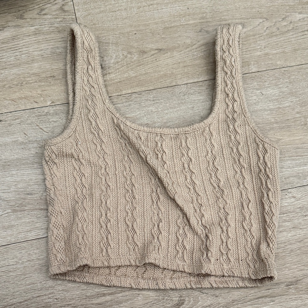 Elegant Beige Knit Tank Top